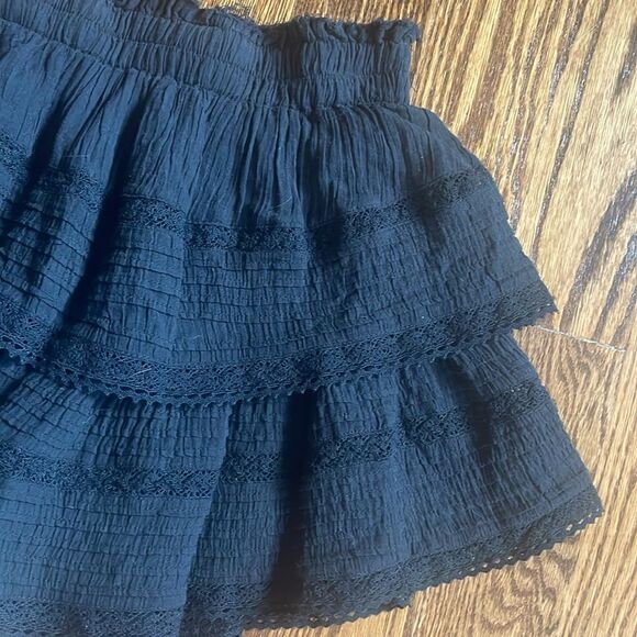 Aerie Rock N Ruffle Flowy Mini Skirt Size Small Black - Picture 2 of 8